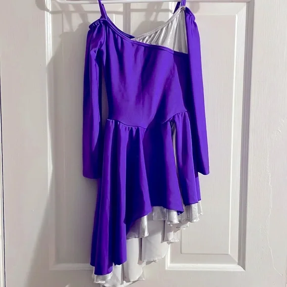 open lace back dress Long Sleeve Purple and Black Ice Skating Dress by Tania Bass Adult Small